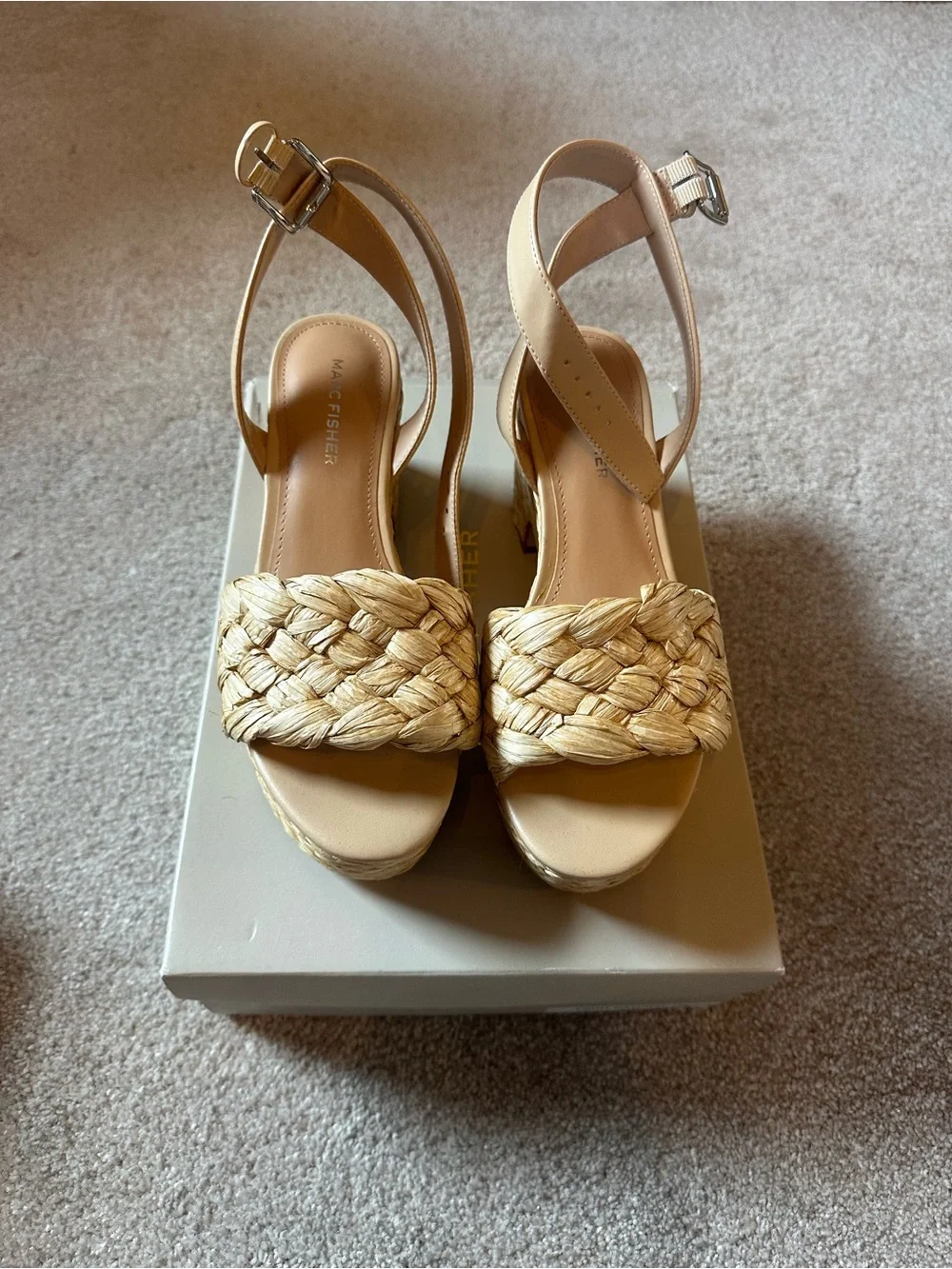 Marc Fisher Braided Espadrille Platform Wedge Sandal in Natural